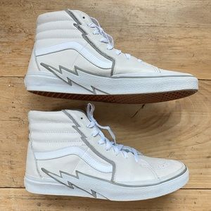 Vans Sk8 Hi Bolt EUC white leather Men’s 10.5